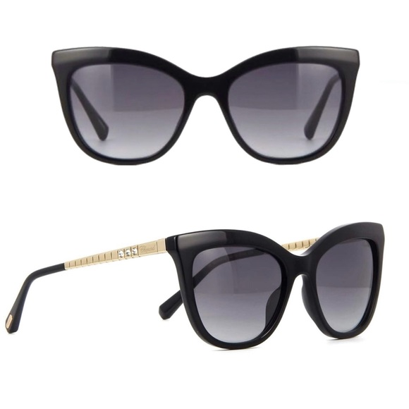 🆕 New/Authentic Chopard Black Cat Eye Sunglasses ▪️ SCH260S 700 ▪️ 54-19-135 - Picture 1 of 14